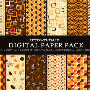 50er Jahre Stil digitale Papiere - PNG, JPG, SVG - Kommerzielle Nutzung, Sofort Download, Digitales Muster, 50er Jahre Muster, Scrapbook Papier, Retro Muster