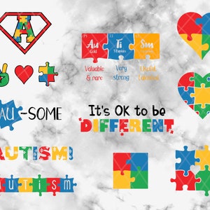 Autism Awareness Bundle SVG, PNG, JPG Digital Cut File, Instant Download, Commercial Use, Autism Quote, Autism Logo, Jigsaw, Aspergers image 3