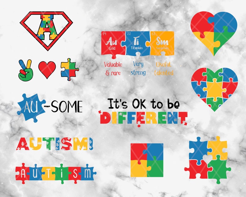 Autism Awareness Bundle SVG, PNG, JPG Digital Cut File, Instant Download, Commercial Use, Autism Quote, Autism Logo, Jigsaw, Aspergers image 3