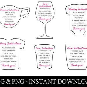 Care Card - SVG - PNG - Printable Care Card, Washing Instructions, Instant Download, Commercial Use, Digital Cut File, File for Cricut, Wash