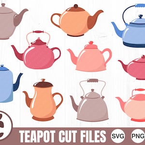 Teapot Bundle - SVG, PNG, JPG - Digital Cut File, Instant Download, Commercial Use, Files for Cricut, Ready to Cut, Teapot Svg, Tea Kettle