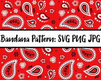 2 Colour Seamless Bandana Pattern, SVG, PNG, JPG, Transparent Background, Digital Cut File, Commercial Use, Instant Download, Cutting File