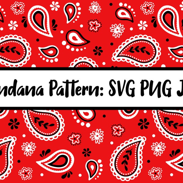 2 Colour Seamless Bandana Pattern, SVG, PNG, JPG, Transparent Background, Digital Cut File, Commercial Use, Instant Download, Cutting File
