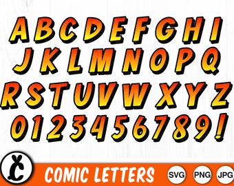 Superhero Comic Font – Letters and Numbers PNG JPG (Instant Download)