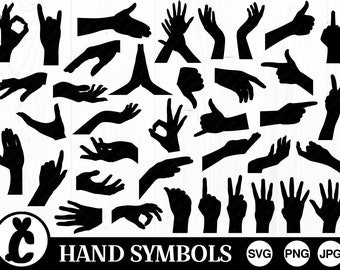 Hand Symbols - SVG, PNG, JPG - Digital Cut File, Commercial Use, Instant Download, Ready to Cut, Files for Cricut, Pointing Hand, Hand Svg