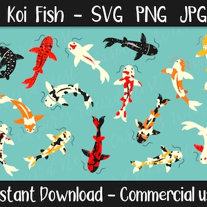 Koi Fish - SVG, PNG, JPG - Commercial Use, Digital Cut Files, Digital Download, Koi Clipart, Ready to Cut, Koi Carp, Koi Svg, Cutting File