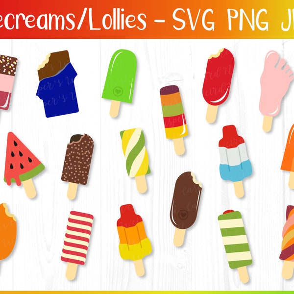 Ice Lolly Bundle - SVG, PNG, JPG, Digital Cut File, Commercial Use, Instant Download, Popsicle Svg, Popsicle Clipart, Ice Lolly, Ice Cream