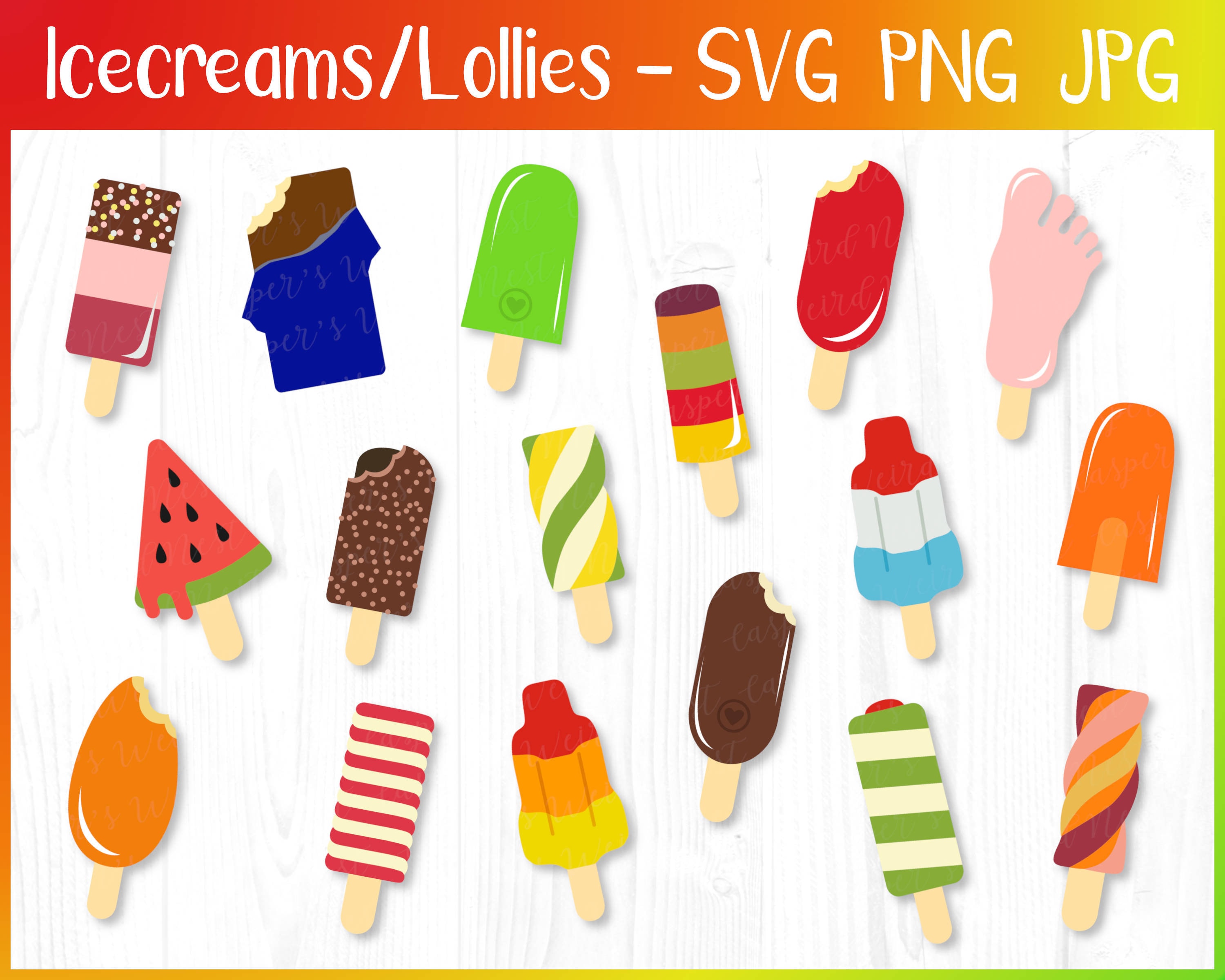 Ice Lolly Digital Cut Files Bundle SVG PNG JPG digital | Etsy