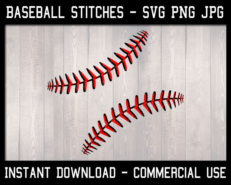 JPG SVG PNG instant download, commercial use allowed 2 layers - transparent background Baseball stitches digital cut file