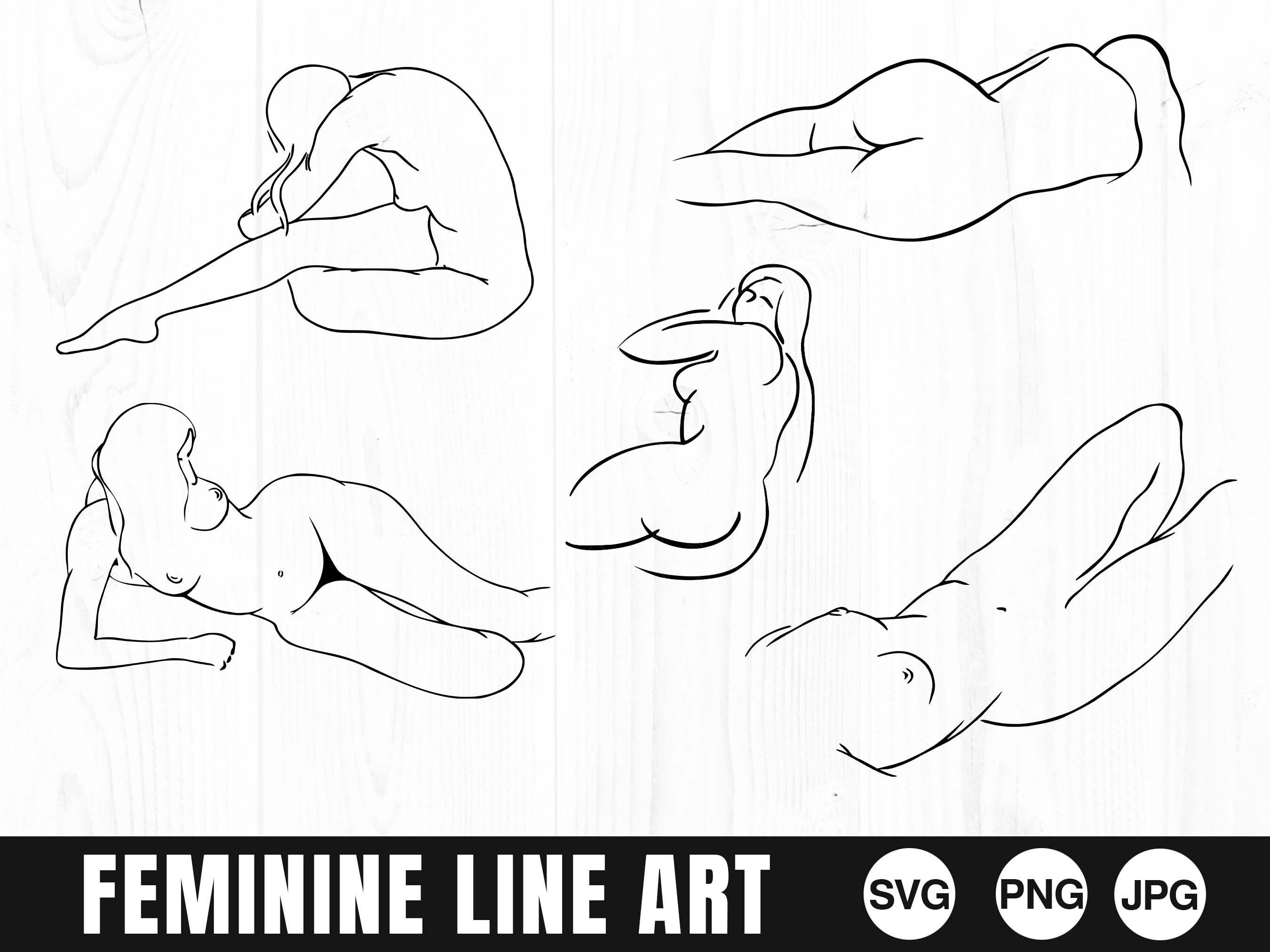 Weibliche Formen, Linie Zeichnung - SVG, PNG, JPG, Kommerzielle Nutzung, Digital Cut File, Bereit zum Schneiden, Nackte Frau, Frau svg, Line Art, Cut File