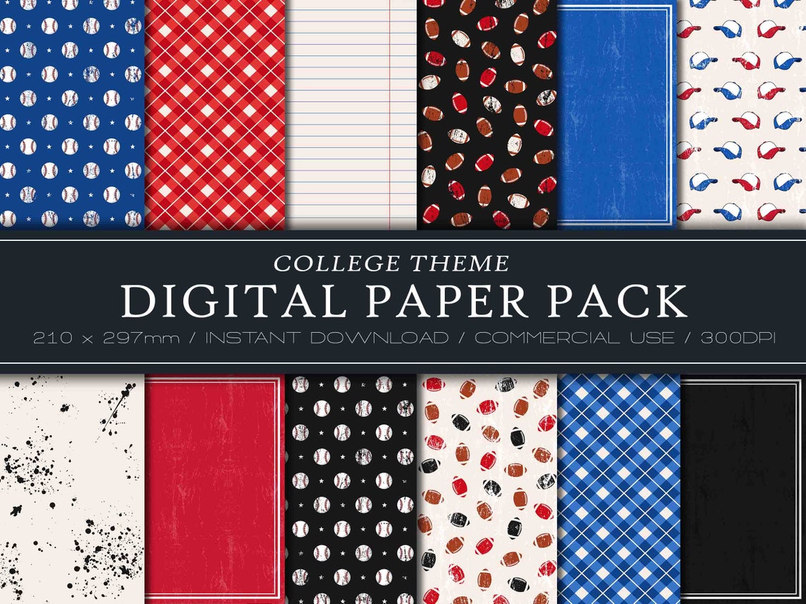 Virtual University Paper Patterns College Days - Seamless Digital Paper, JPG, Commercial Use, Digital ...