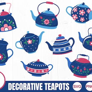Theepotbundel - SVG, PNG, JPG - digitaal snijbestand, direct downloaden, commercieel gebruik, bestanden voor Cricut, klaar om te snijden, theepot-svg, schilderachtig, schattig