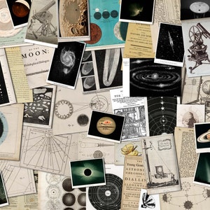 Objetos efêmeros com tema de astronomia vintage para impressão - JPG - Download instantâneo, impressão em casa, diário de lixo, objetos efêmeros espaciais, kit de colagem, álbum de recortes