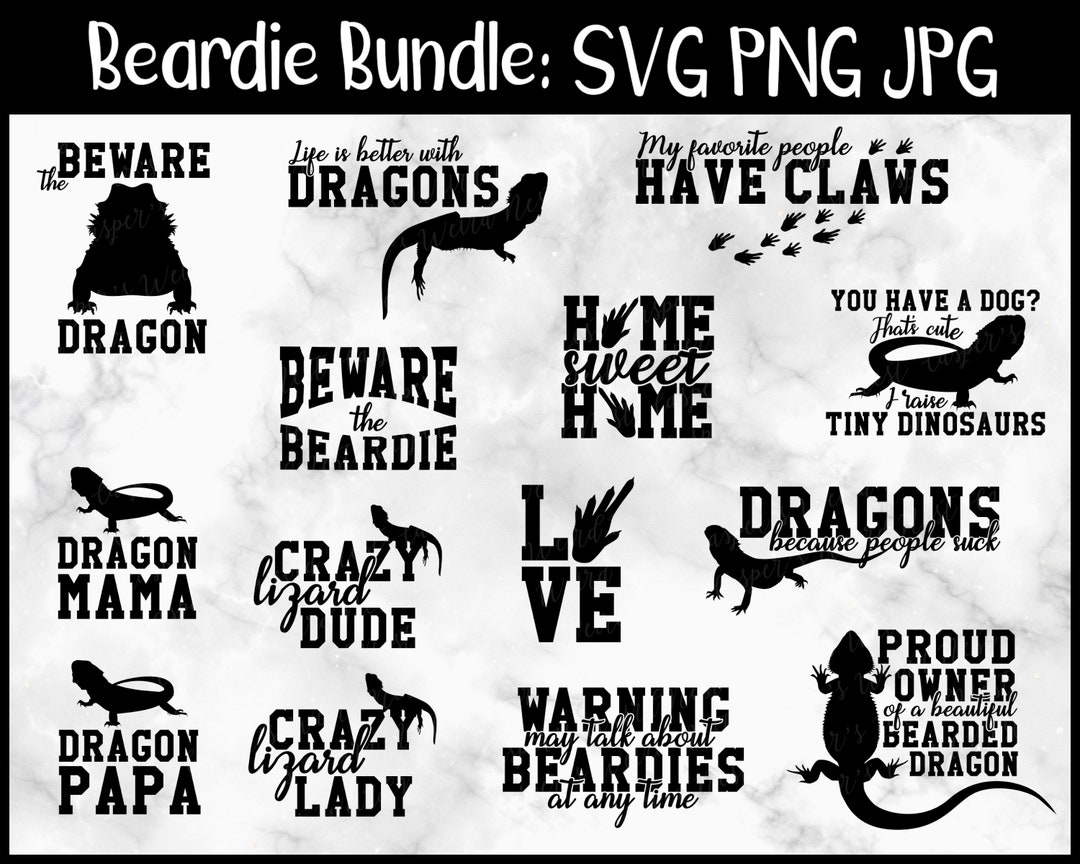 Bearded Dragon Bundle SVG, PNG, JPG Commercial Use, Digital Cut File