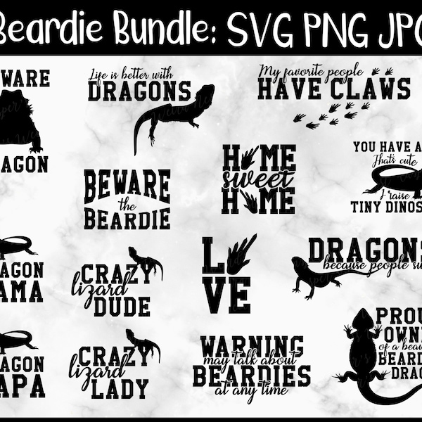 Bearded Dragon Bundle - SVG, PNG, JPG - Commercial Use, Digital Cut File, Transparent Background, Instant Download, Cricut Files, Beardy svg