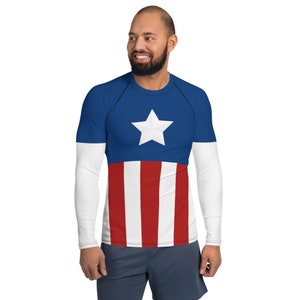 Steve&#39;s Star Spangled Man (WWII—Version) Everyday Cosplay Long-Sleeve Rash Guard
