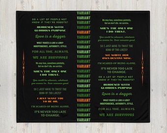 Loki's VARIANT "Quotes of Glorious Purpose" Throw Blanket