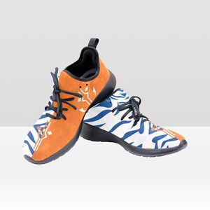 DAM STORLEKAR - Fulcrum Orange/Blå & Vit Delad Design - Dragbara Sneakers - Ahsoka Inspired