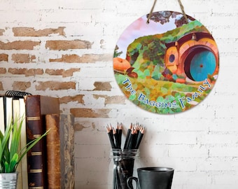 Straight From the Shire - Cartello rotondo personalizzato per porta in legno 11,8''