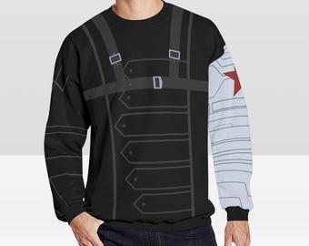 Bucky's Everyday-cosplay, uniseks donzig sweatshirt met all-over print (we raden aan een maat groter te nemen)