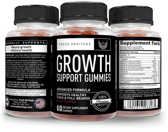 Hair Growth Gummy Vitamins For Thicker And Fuller Beard Etsy