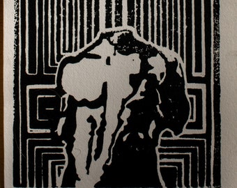 Original linocut print - "Strength"