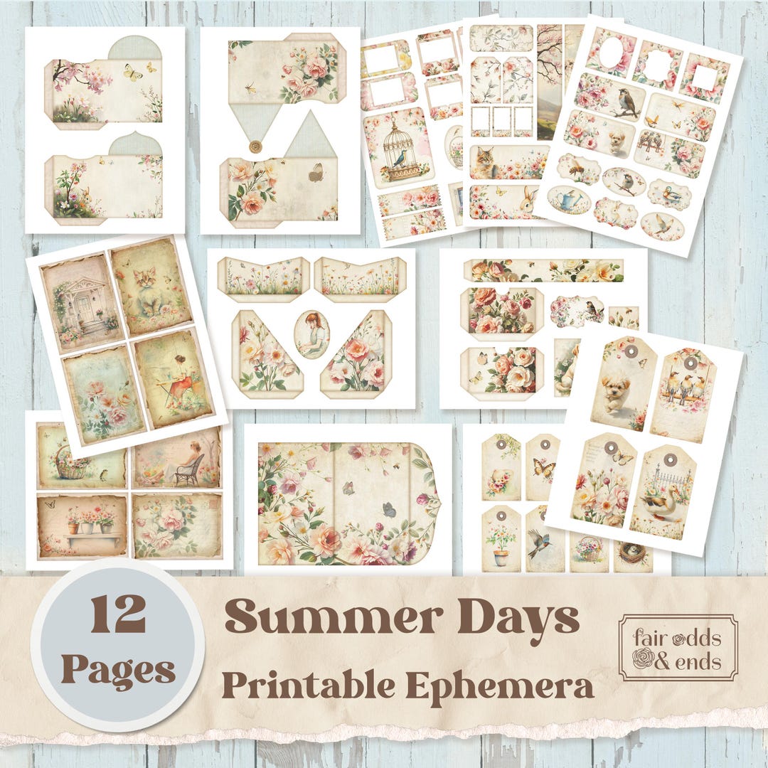 Summer Days Ephemera Kit – Printable Junk Journal Add-on - Etsy