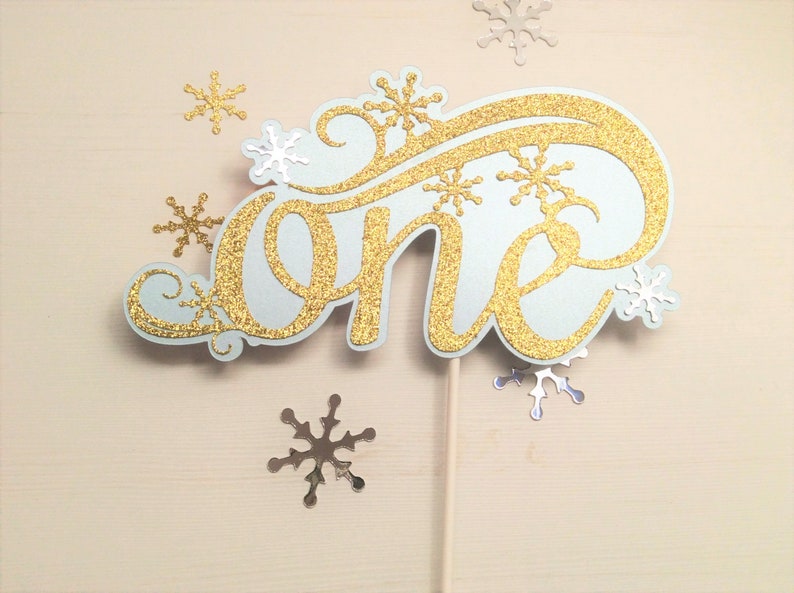 Winter Onederland One Cake Smash Topper Little Gold image 0