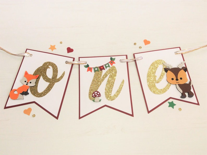 Woodland High Chair Banner Woodland First Birthday Woodland image 0