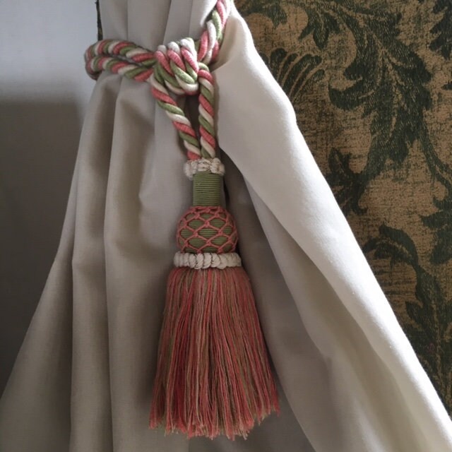 Une Paire de Fibres Naturelles Élégantes Vintage Français Des Cravates Rideau Torsadées Cordon Quali