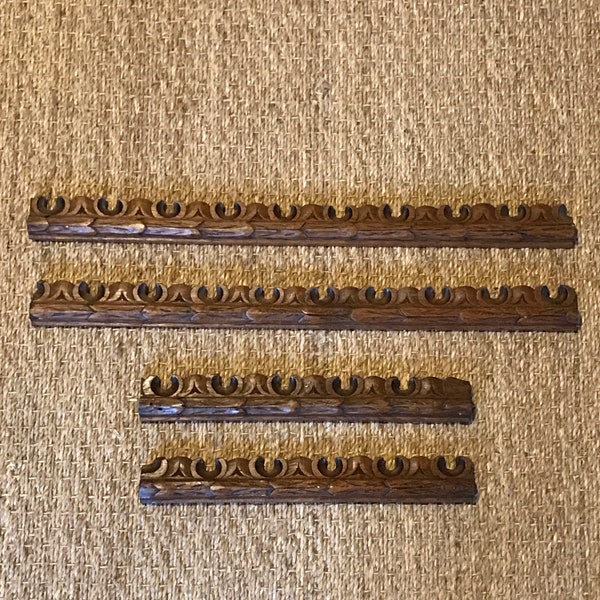 A set of 4 French antique carved  wooden garniture elements  carved leaf repeat for decorating furniture.