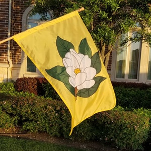 Magnolia Flower House Flag - Handmade Applique & Embroidery