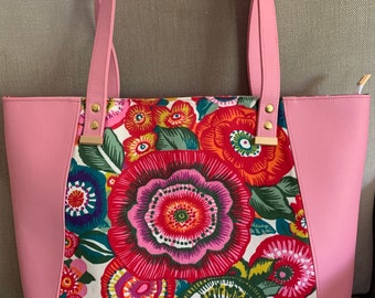 Front Pink & Green Suzani Zippered Everyday Tote Personalized Front Pink & Green Suzani Zippered Everyday Tote Personalized