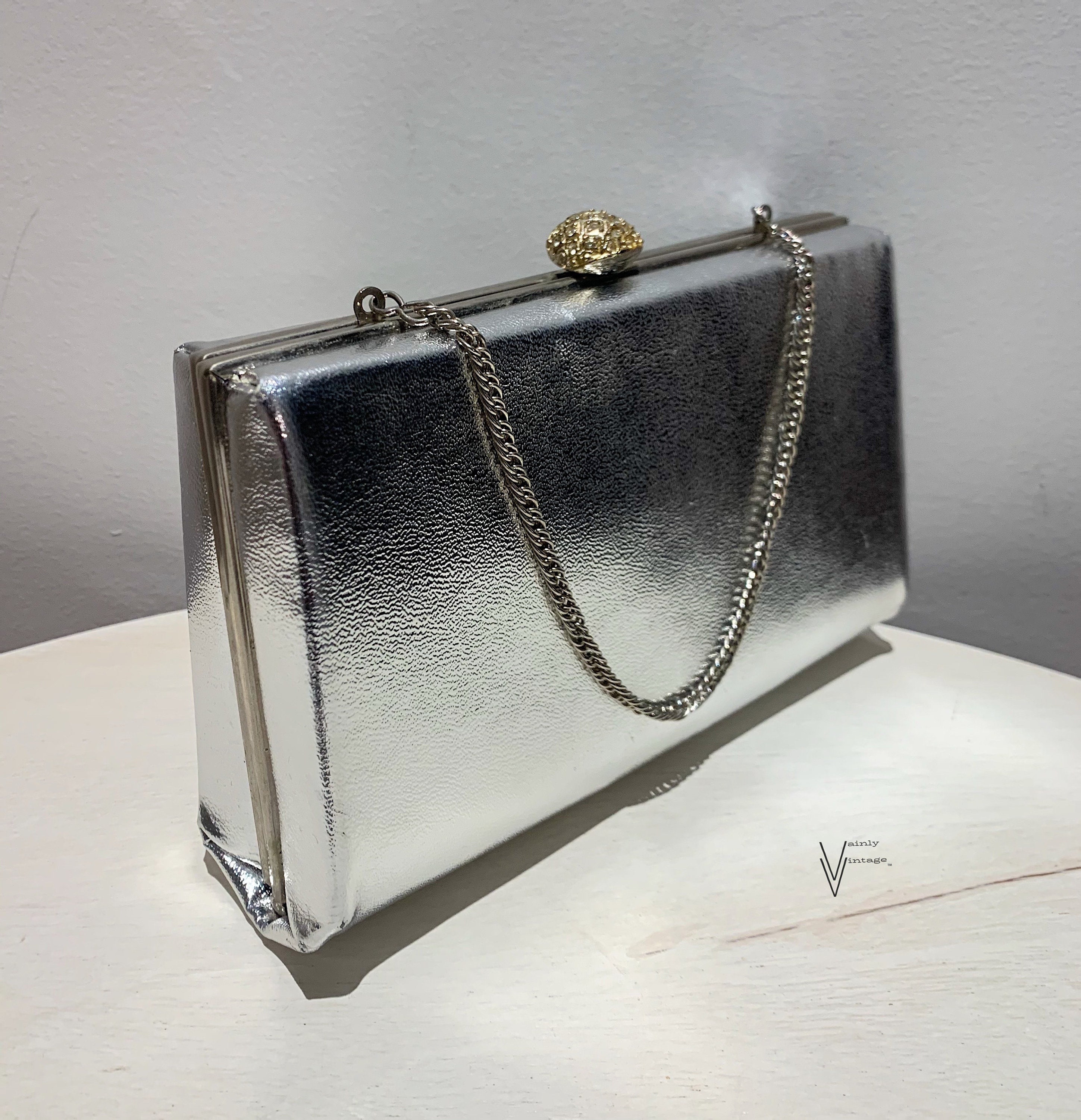 NWOT Vintage 50s HL USA Silver Pill Box Handbag w/Top Handle Etsy