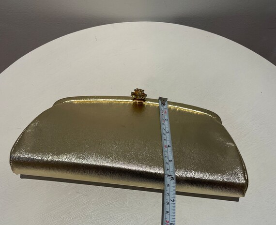 Vintage 50s Gold Lame Framed Handbag with Gold To… - image 9