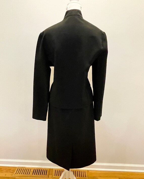 Vintage 70s Black Skirt Suit w/ Mandarin Collar a… - image 3