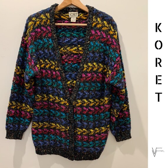 Vintage 90s Koret Oversized Chevron Print Cardigan