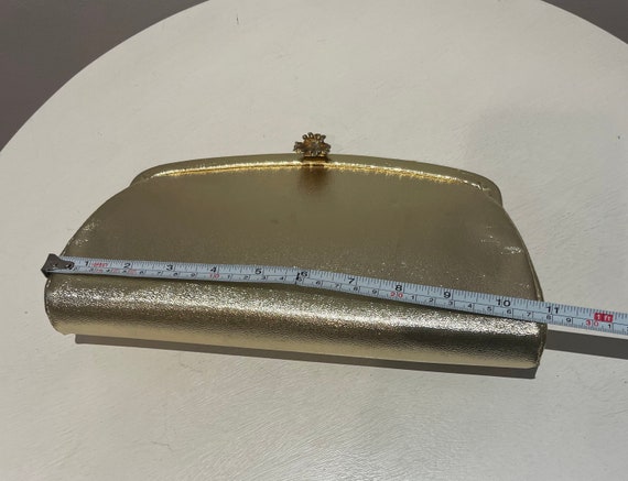 Vintage 50s Gold Lame Framed Handbag with Gold To… - image 10