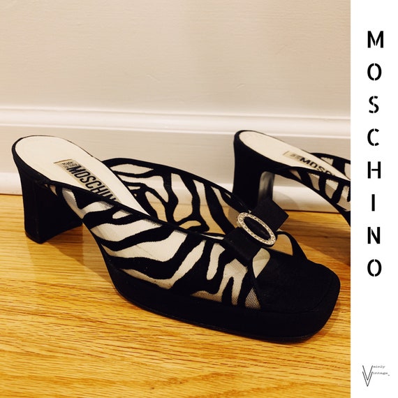 RARE Vintage 90s Moschino Zebra Mules