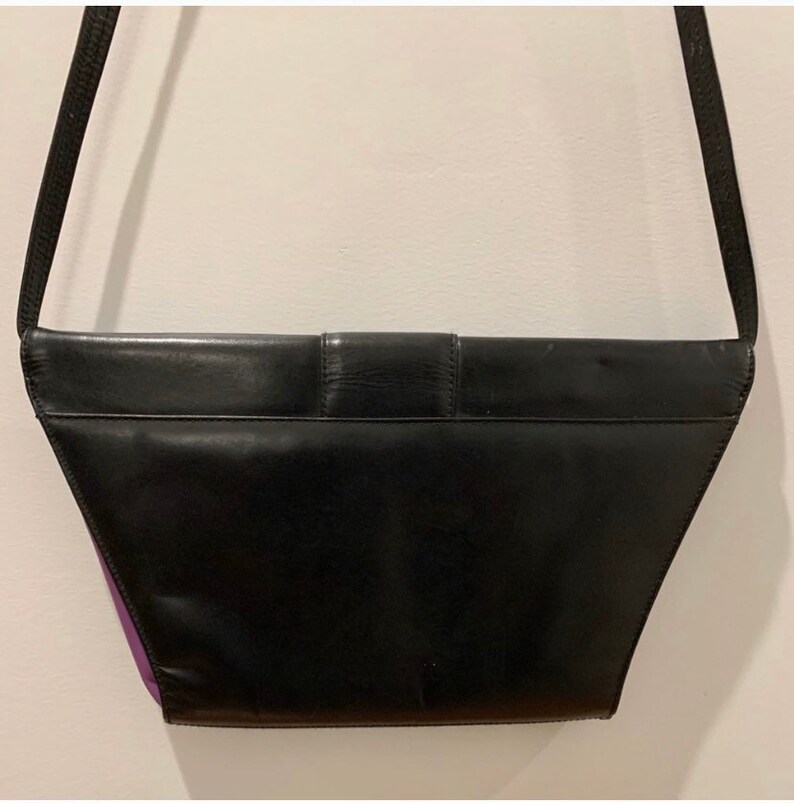 Vintage 70s Leather Colorblock Crossbody Bag