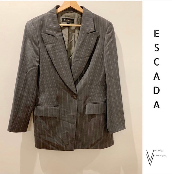 Vintage 90s Escada Oversized Wool Pinstriped Blaze