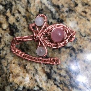 Rosequartz ankh copper bracelet