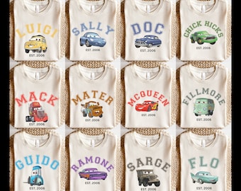 Cars Shirt, Matching Family Disney Shirts, Group Disney Shirts, Cars Birthday Shirt, Lightning Mcqueen, Tow Mater, Doc, Sally, Luigi, Mack