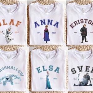 Frozen Shirt, Anna and Elsa, Matching Disney Family Shirts, Group Disney Shirts, Disney Characters Shirt, Disney World, Kristoff, Sven, Olaf