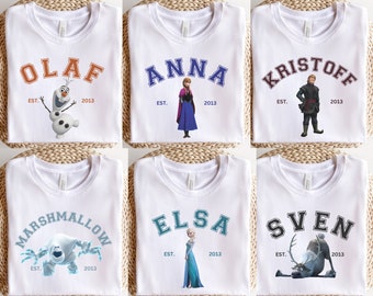 Camisetas de la familia Frozen: Anna, Elsa, Olaf, Kristoff, Sven