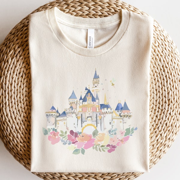 Floral Disneyland Castle Shirt, Disneyland Shirts, Disney Shirt, Disneyland Shirt, Disneyland, Disney Castle, Simple Disney Shirt, Cute