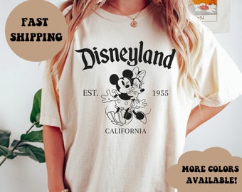 Camiseta retro Disneyland con colores cómodos: Camiseta de vacaciones familiares de Mickey y Minnie