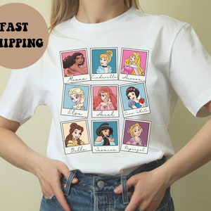 Disney Princess Shirt, Disneyland Shirt, Disney World Shirt, Cinderella, Ariel, Moana, Aurora, Elsa, Jasmine, Belle, Rapunzel, Oversized Tee