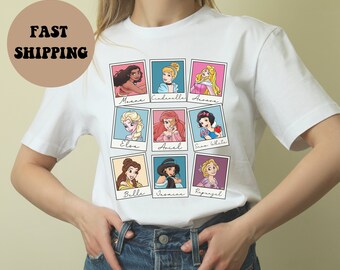 Disney Princess Shirt, Disneyland Shirt, Disney World Shirt, Assepoester, Ariel, Moana, Aurora, Elsa, Jasmine, Belle, Rapunzel, Oversized Tee