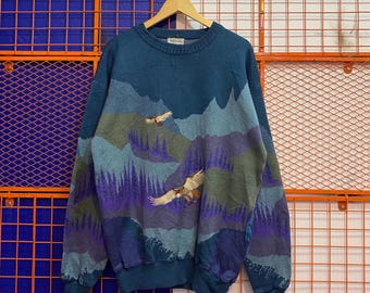 Vintage stickad tröja med broderi i naturlig stil av Joseph Myerchin